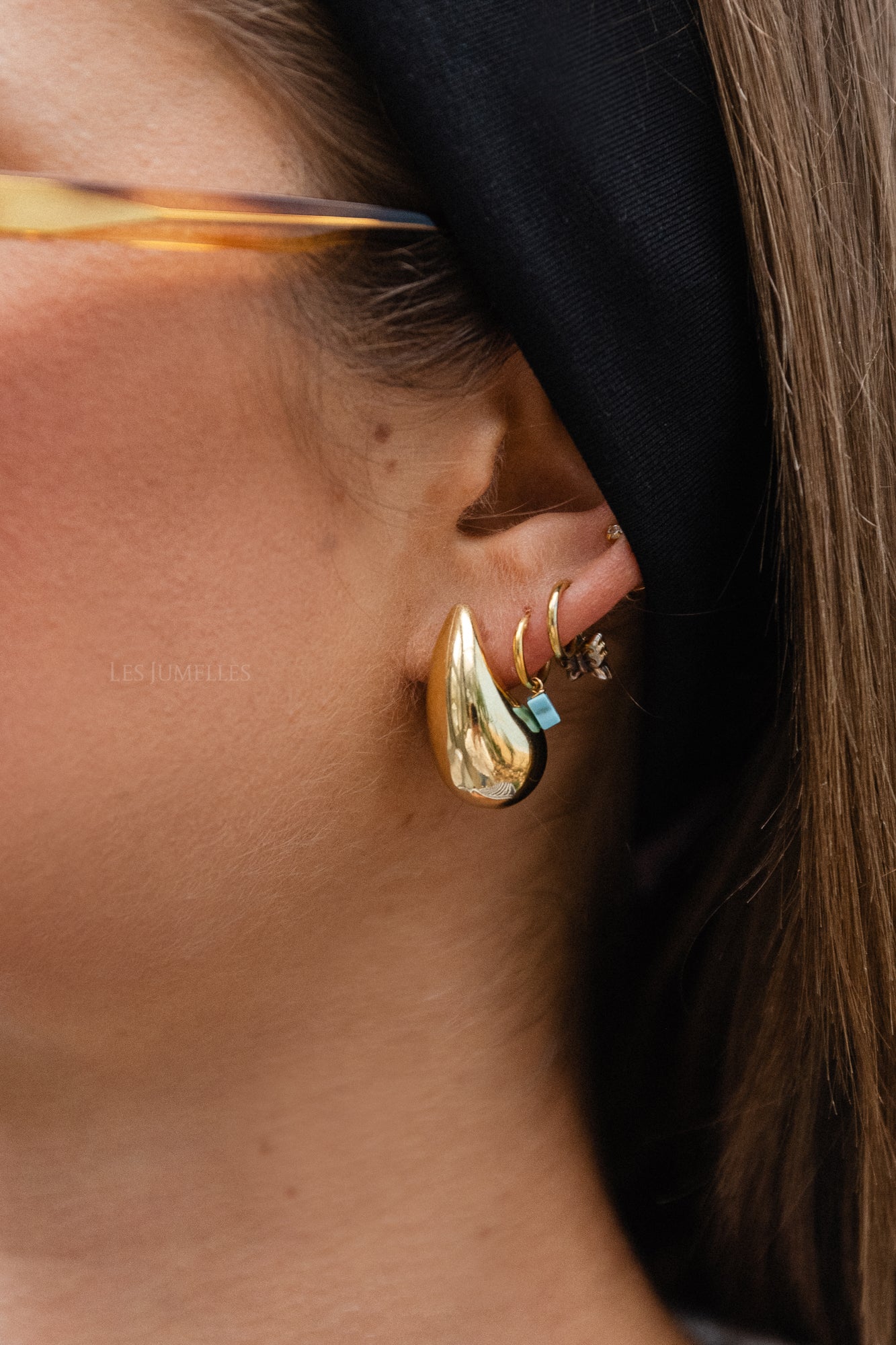 Chunky teardrop earrings small gold