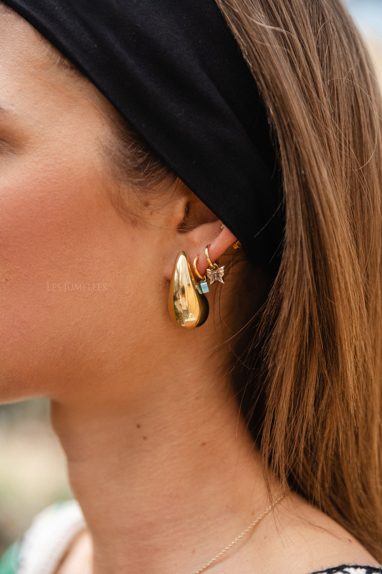 Chunky teardrop earrings medium gold