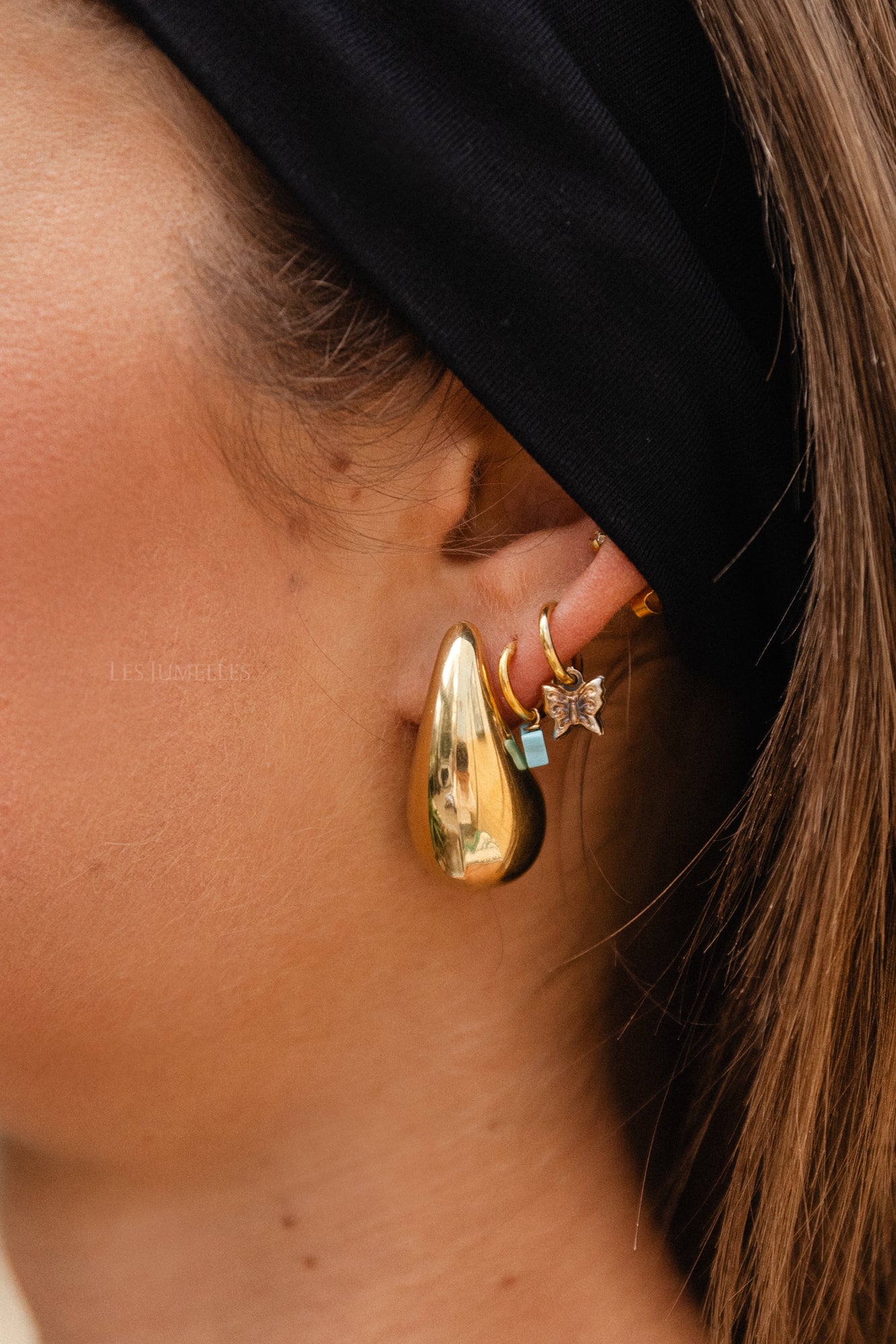Chunky teardrop earrings medium gold