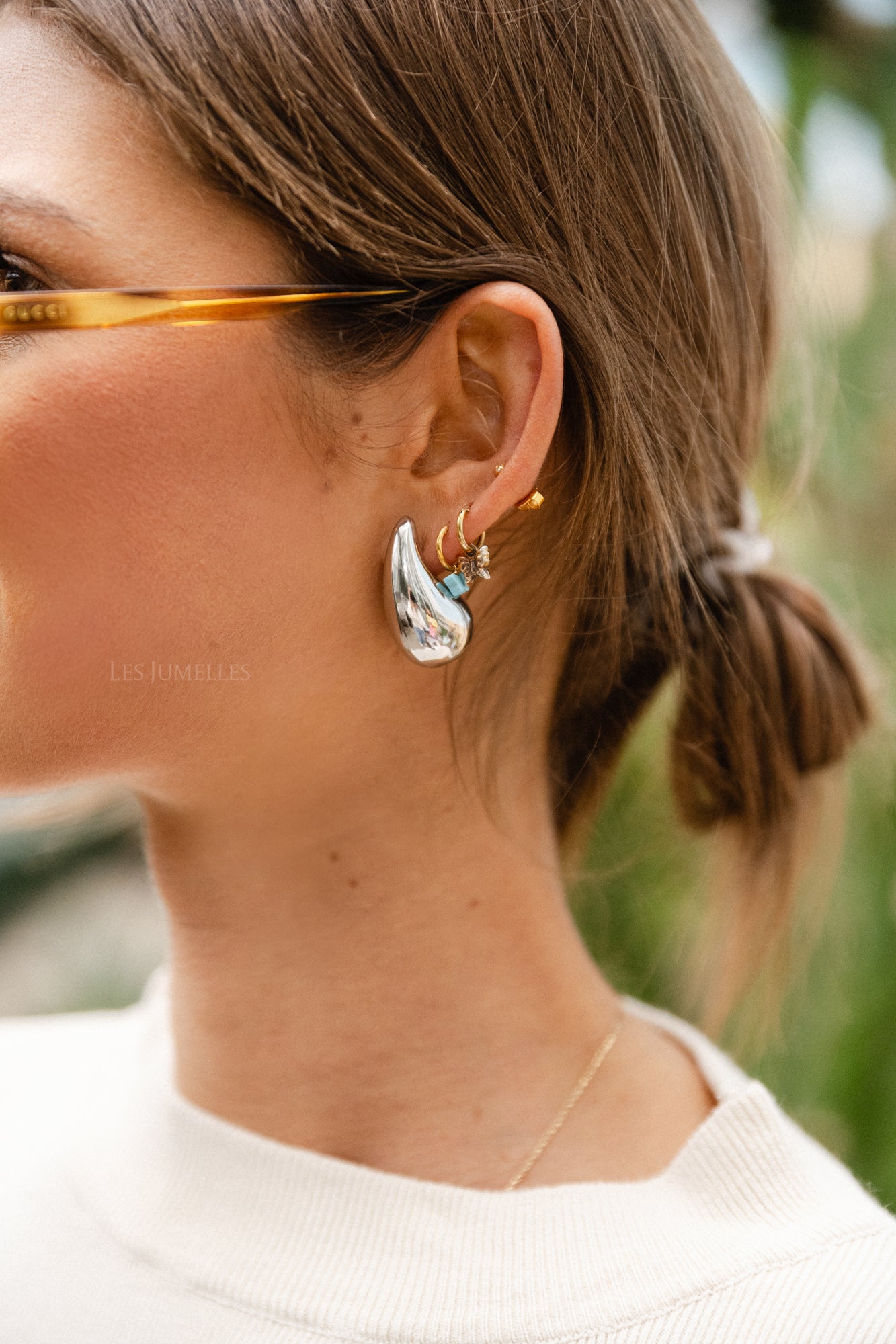 Chunky teardrop earrings medium silver
