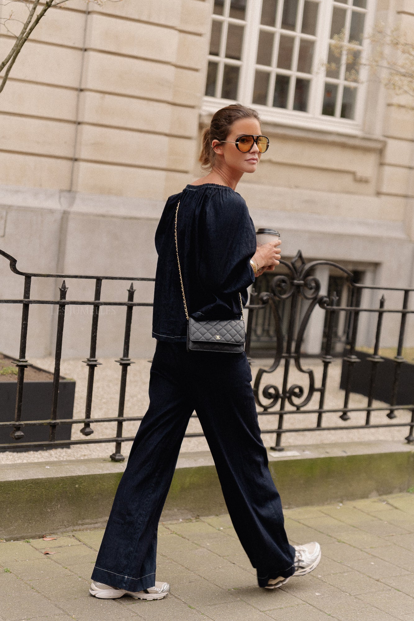 Blake wijde broek denimblauw