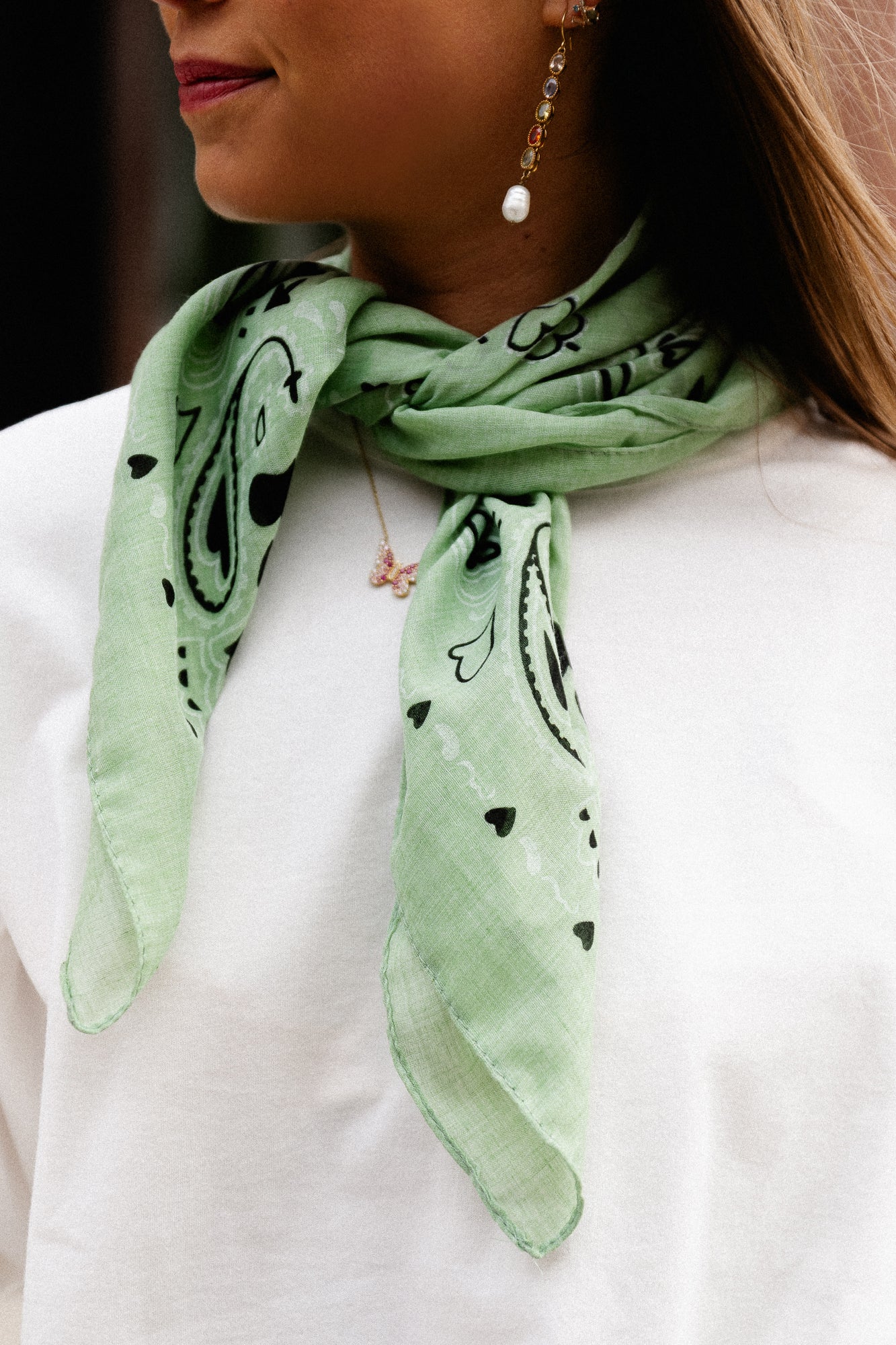 Bandana print scarf light green