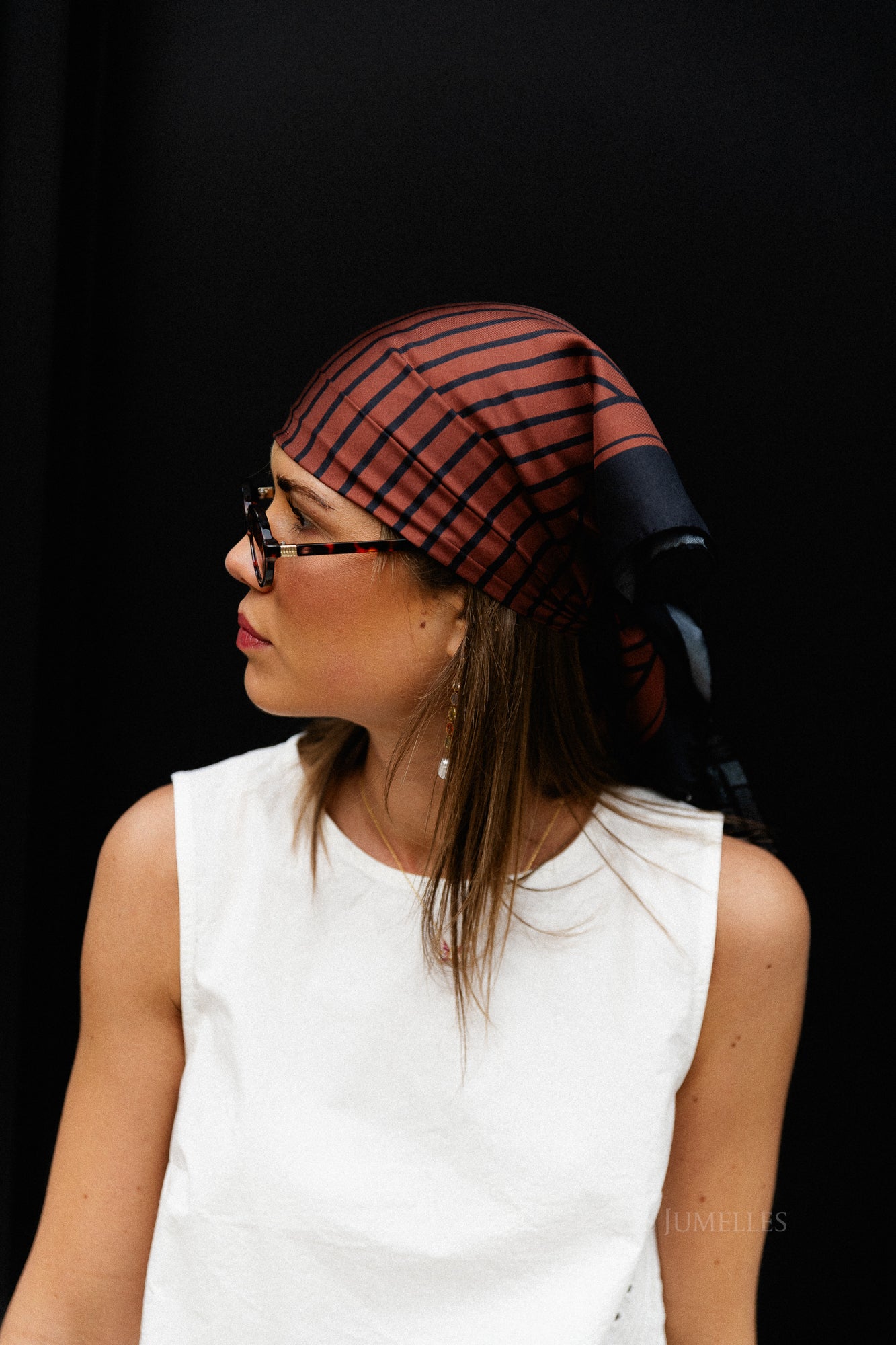 SLFSara large silk scarf cherry mahogany