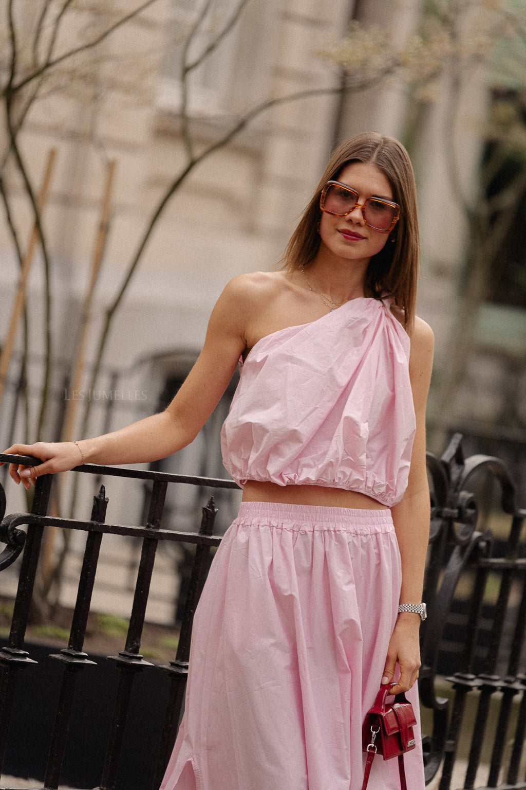 Haut asymétrique Fran rose bébé