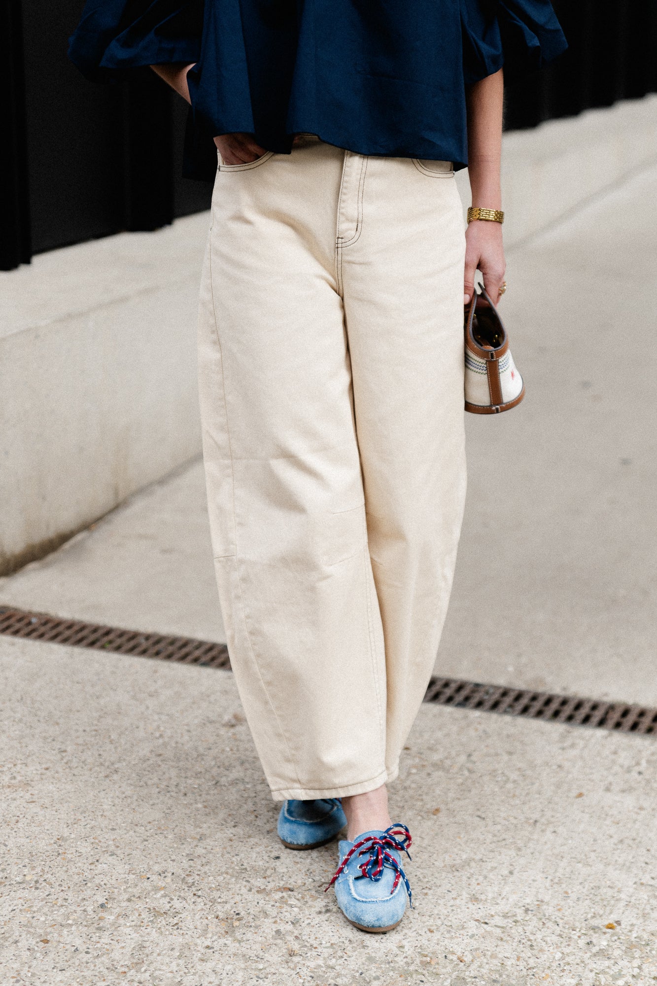 OBJMio Andrea MW cropped twill jeans birch