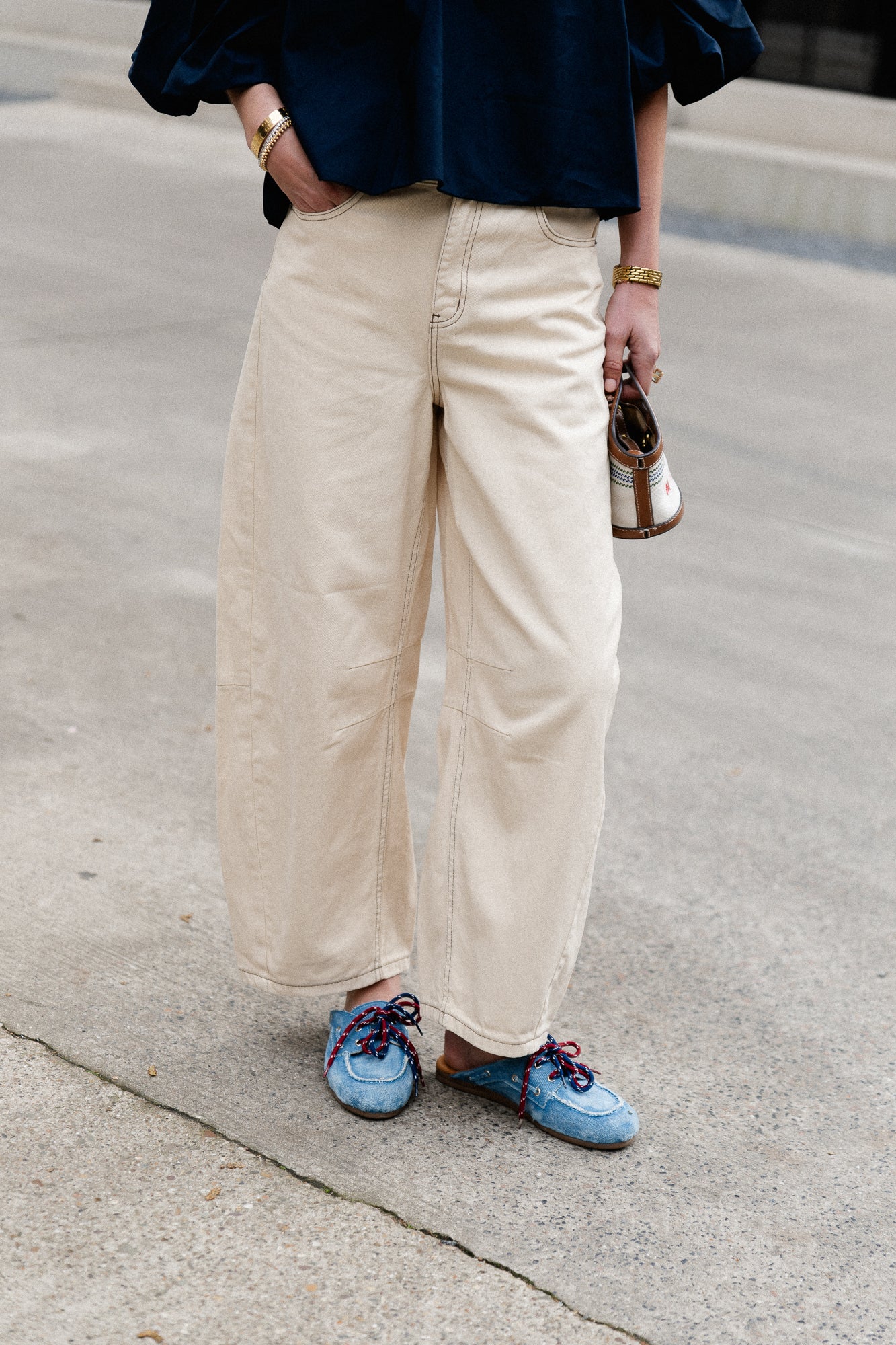 OBJMio Andrea MW cropped twill jeans birch