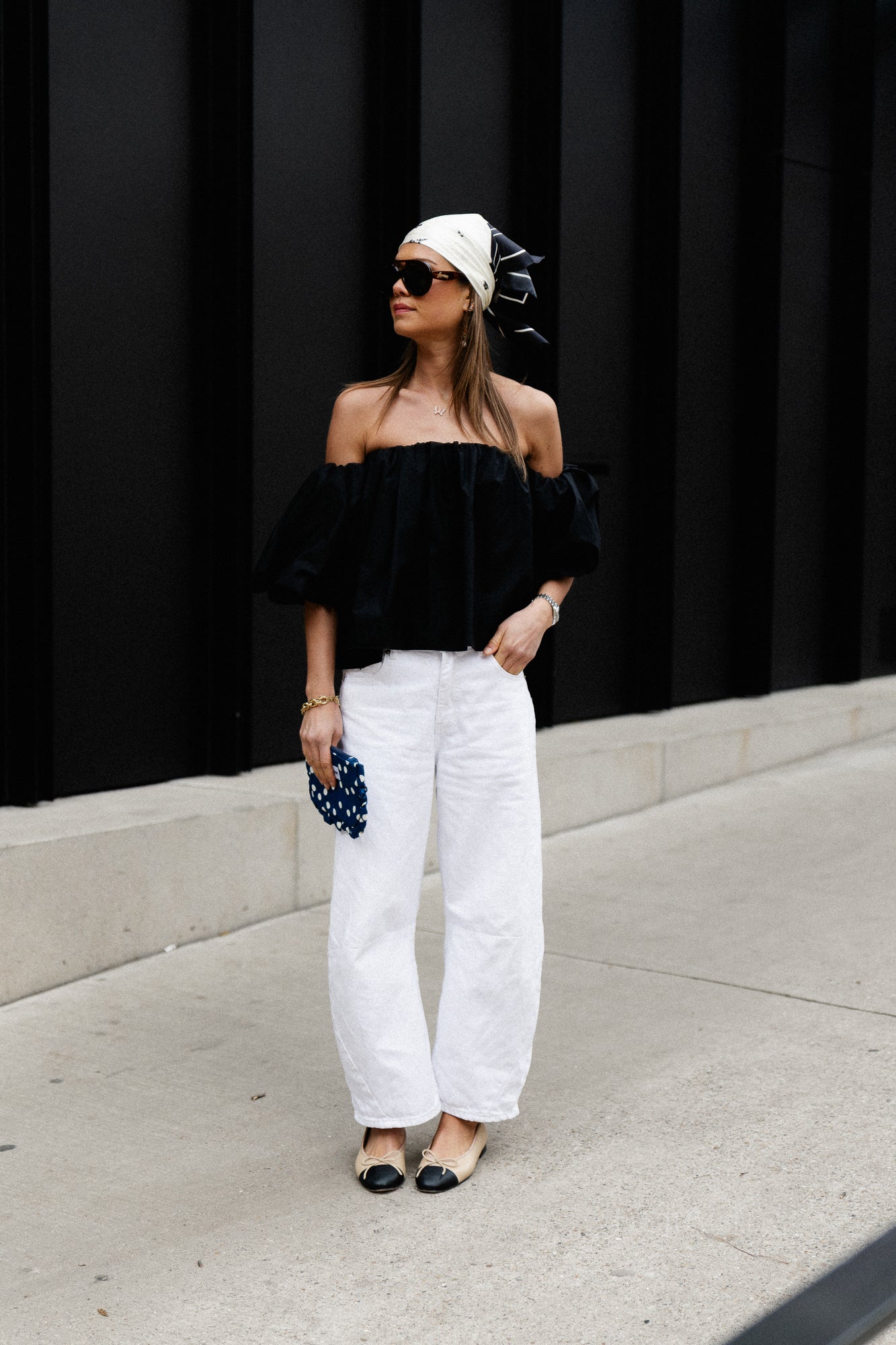 Fran off shoulder cropped blouse black