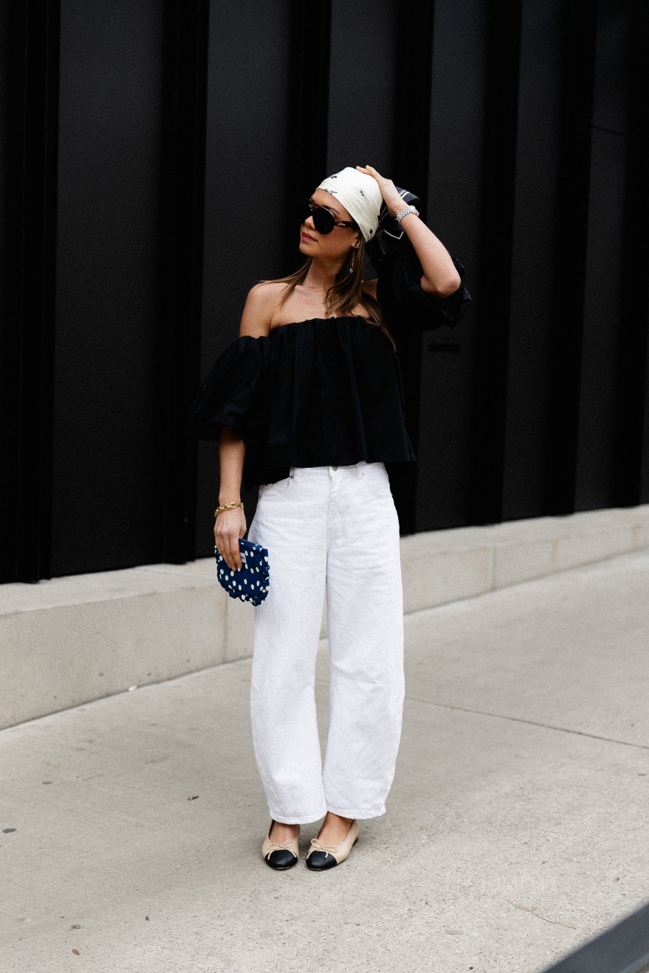 Fran off shoulder cropped blouse black