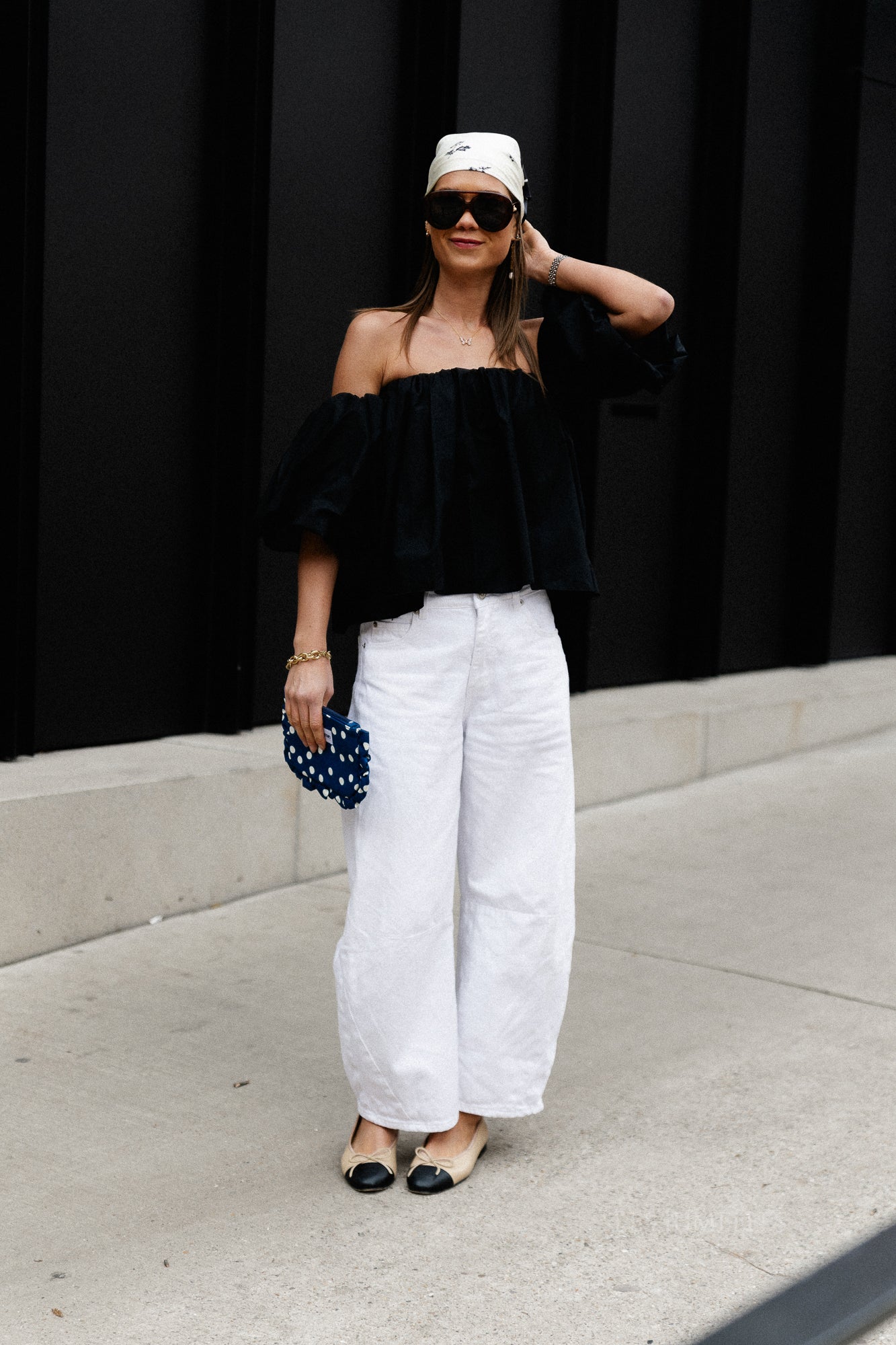 Fran off shoulder cropped blouse black