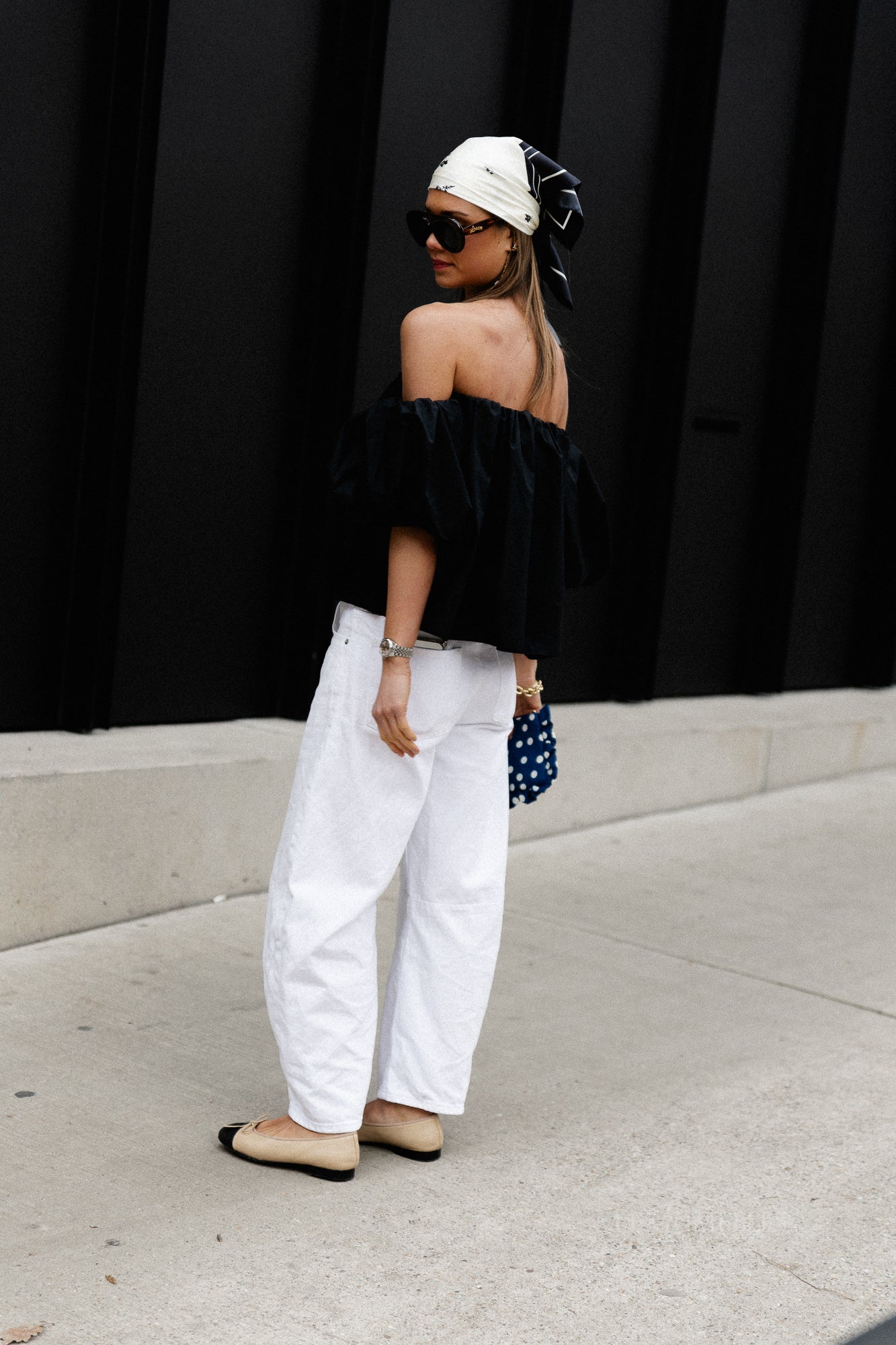 Fran off shoulder cropped blouse black