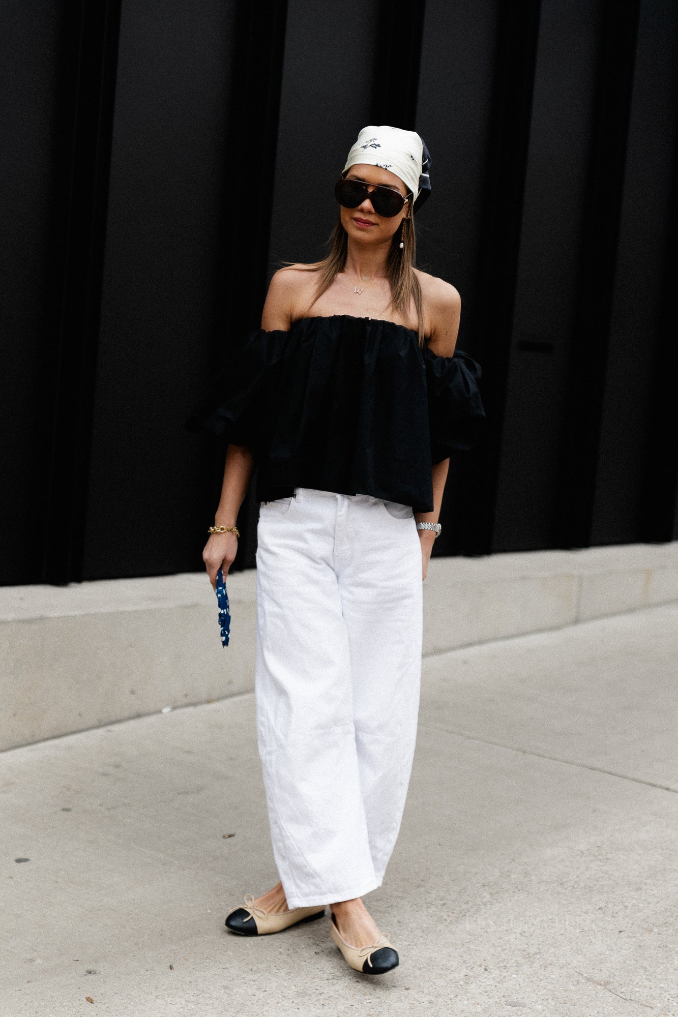 Fran off shoulder cropped blouse black