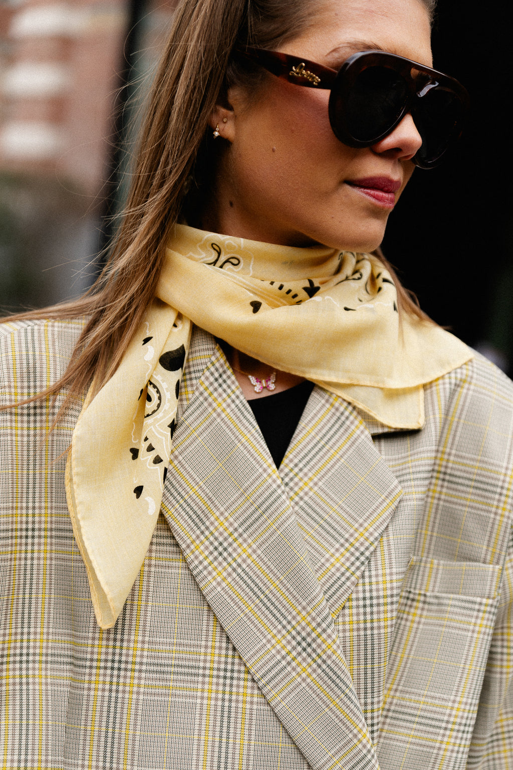 Bandana print scarf light yellow