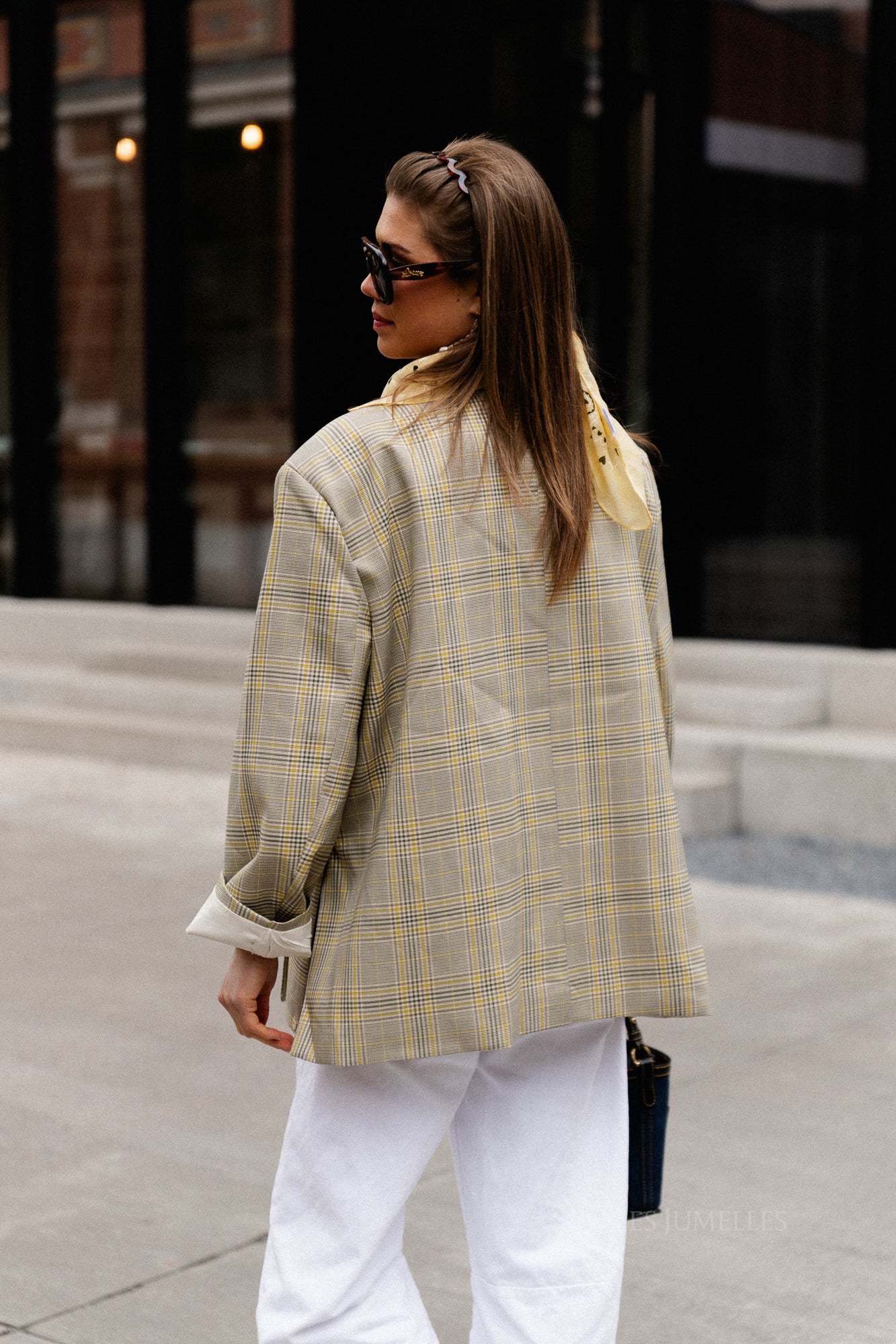 Chloe oversized signature check blazer taupe/yellow