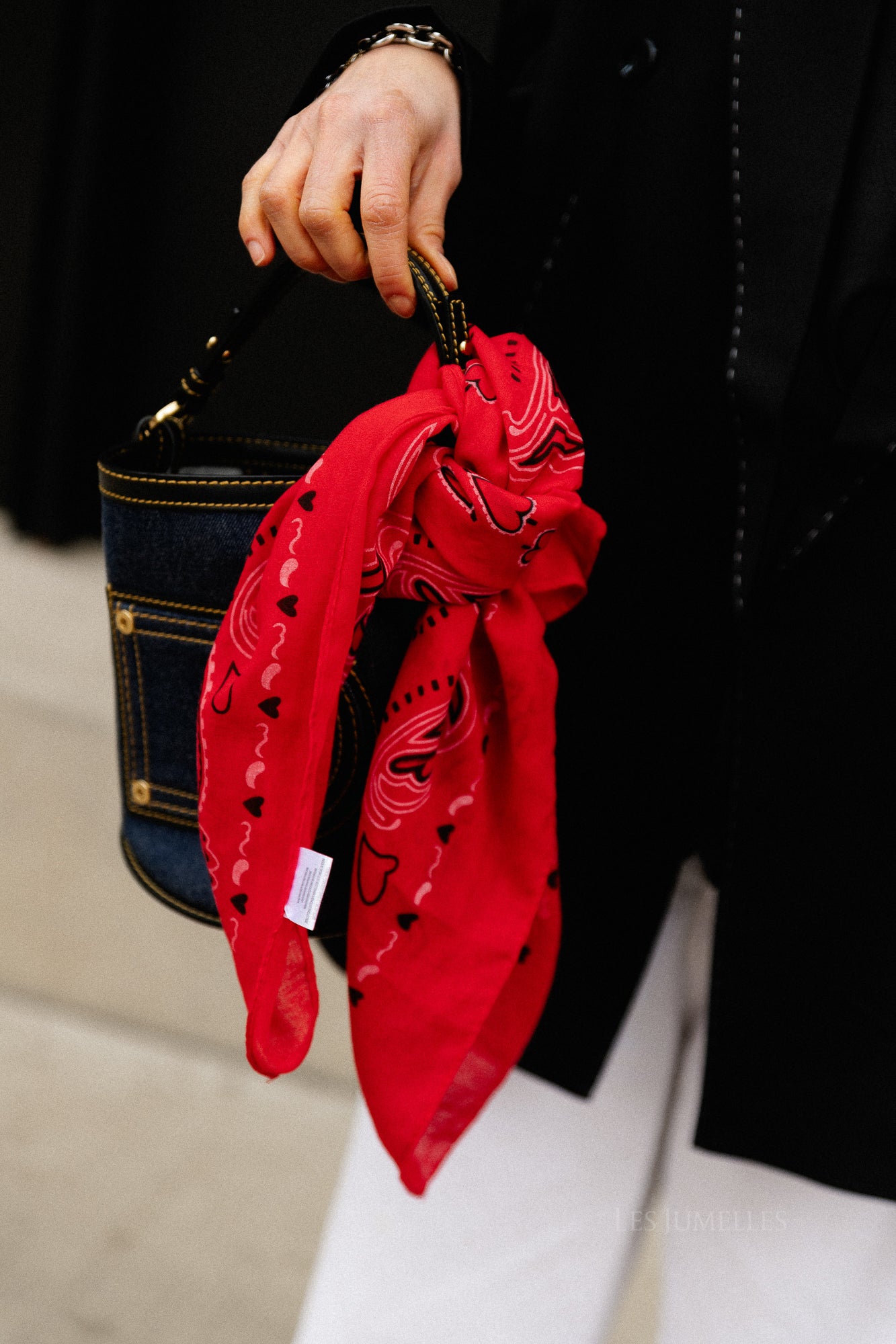 Bandana print scarf deep red
