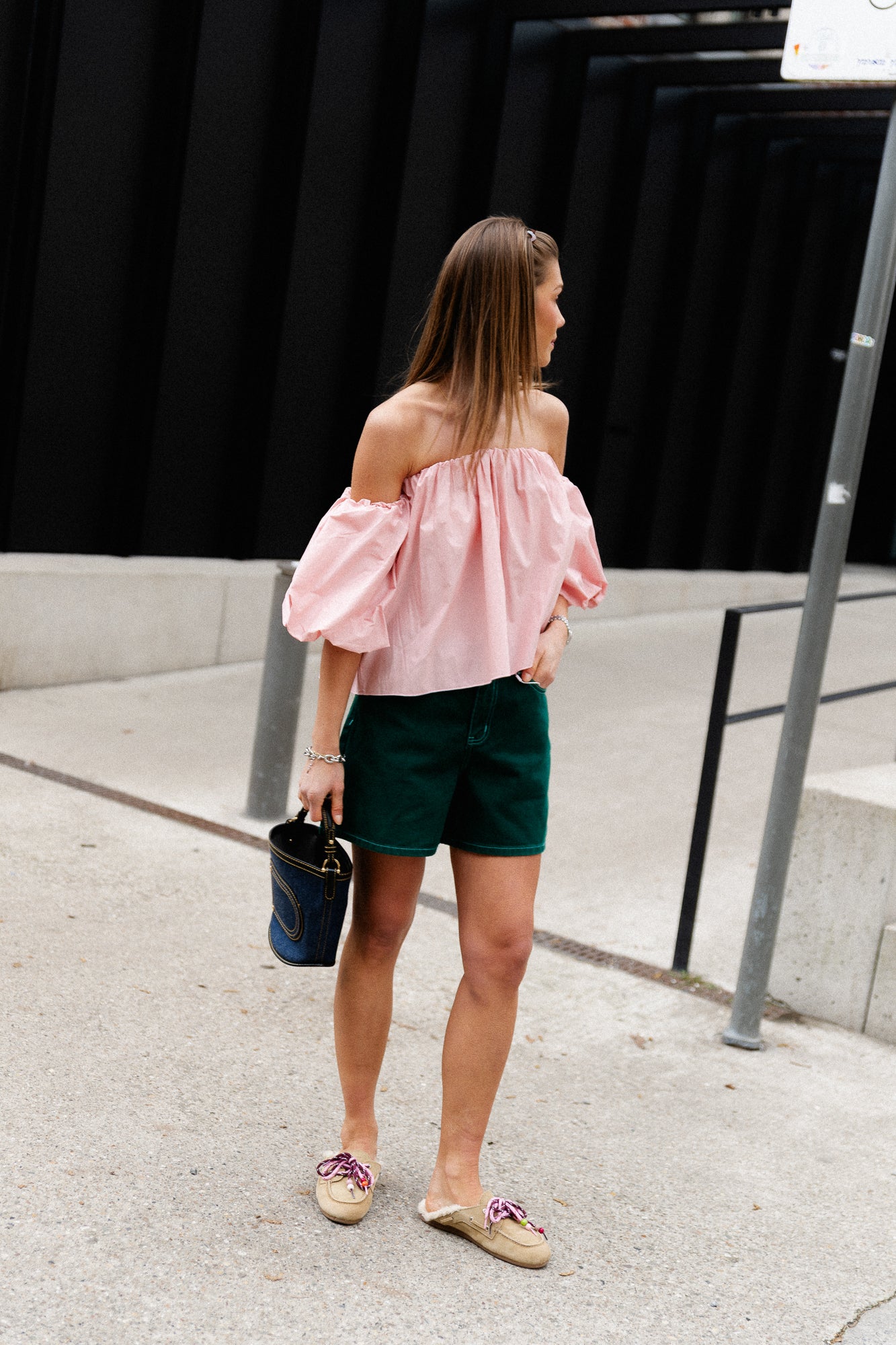 Fran off shoulder cropped blouse blush pink