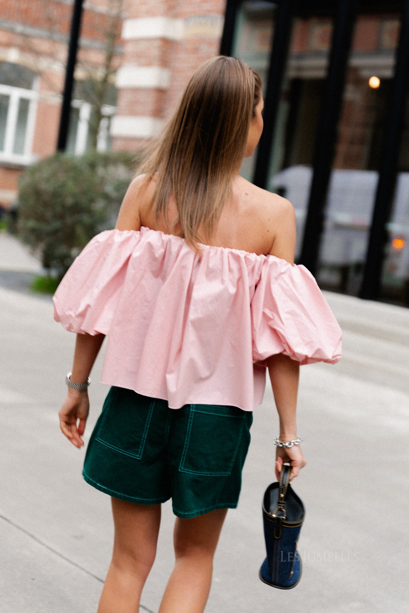Fran off shoulder cropped blouse blush pink