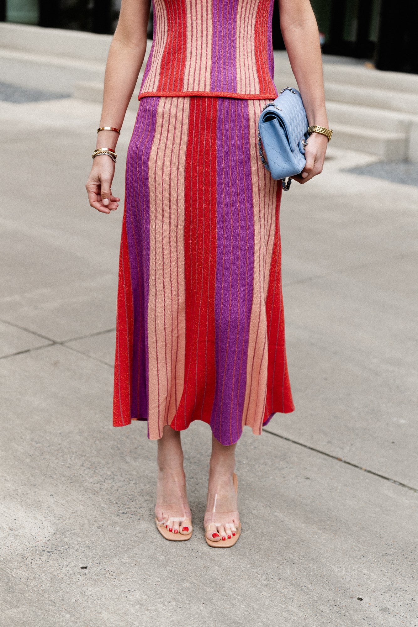 VIMelvina glitter knit ankle skirt hibiscus/multi