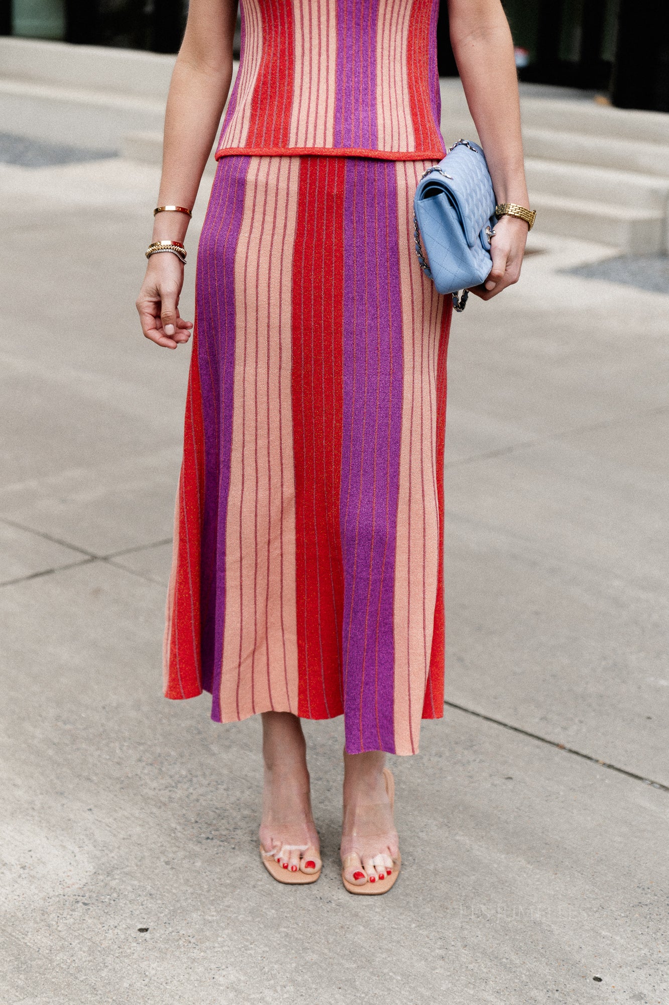 VIMelvina glitter knit ankle skirt hibiscus/multi