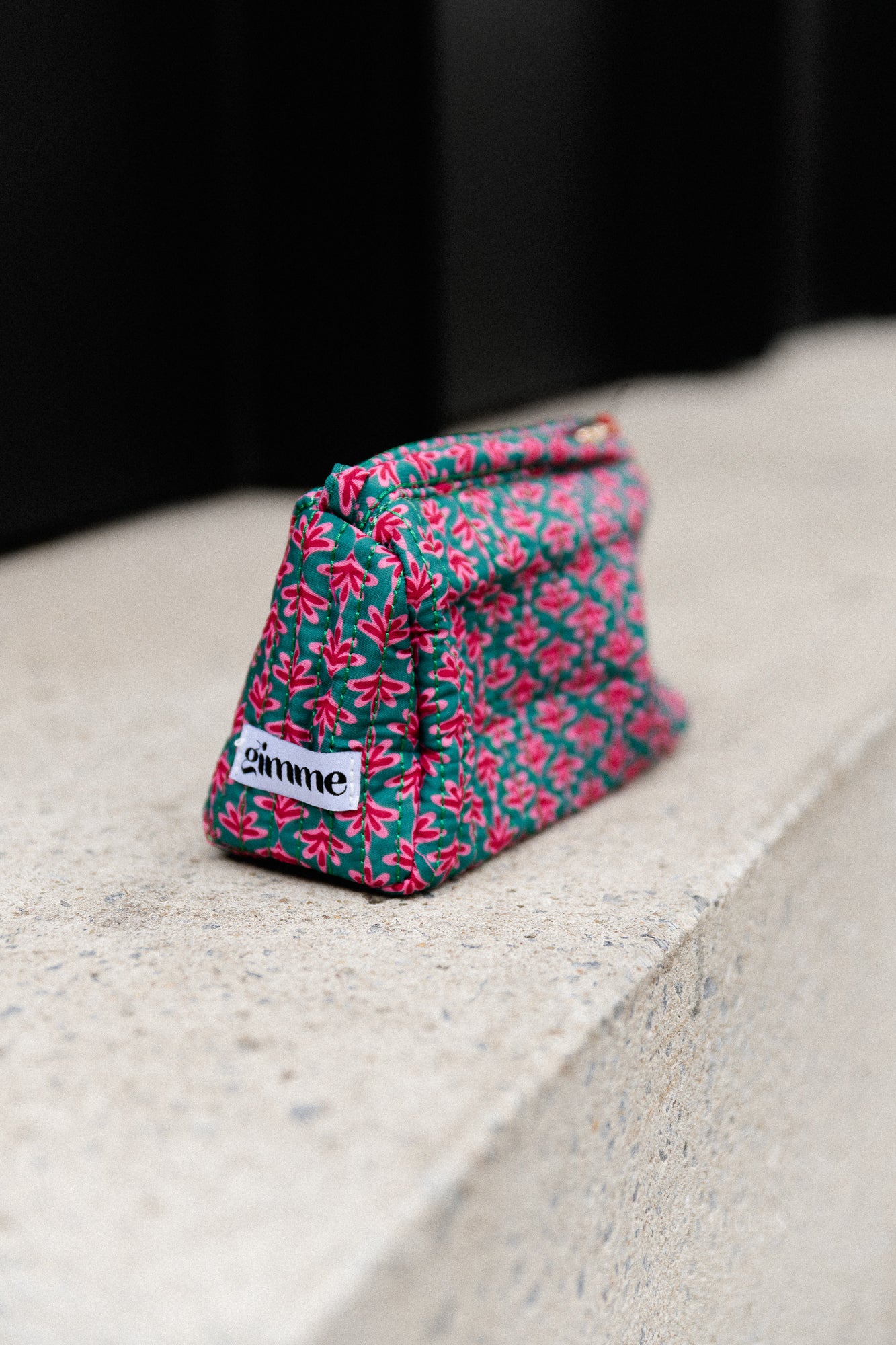 Green floral make-up bag