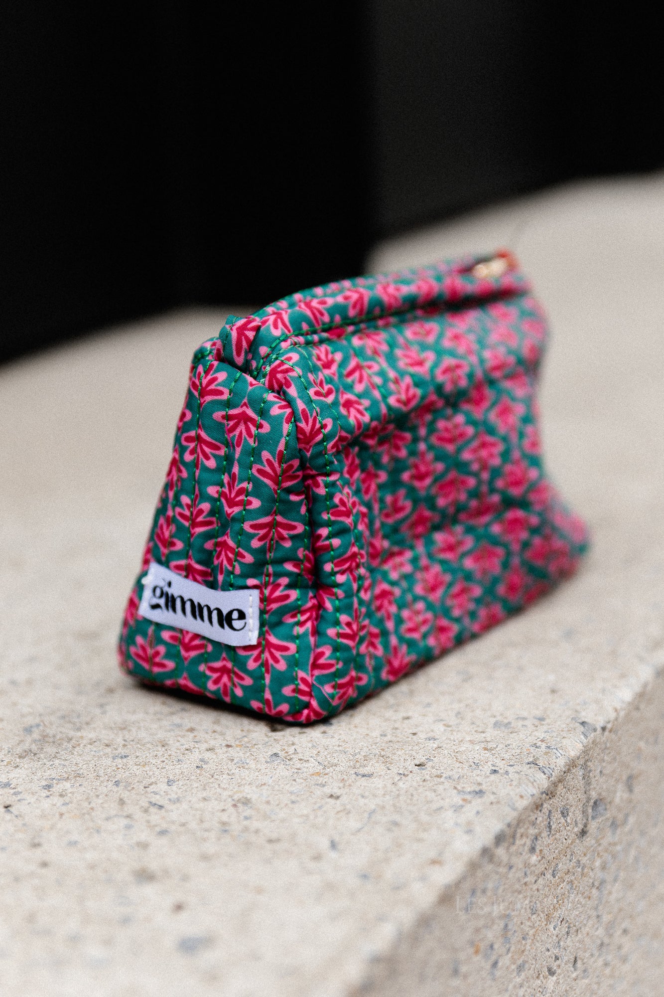 Green floral make-up bag