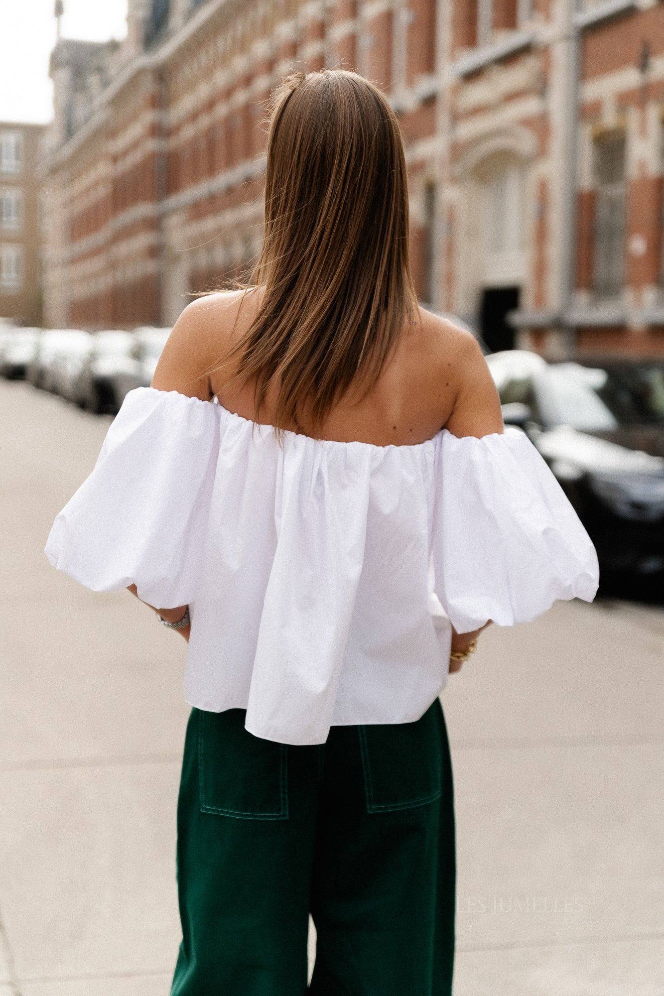 Fran schulterfreie Kurzbluse weiß