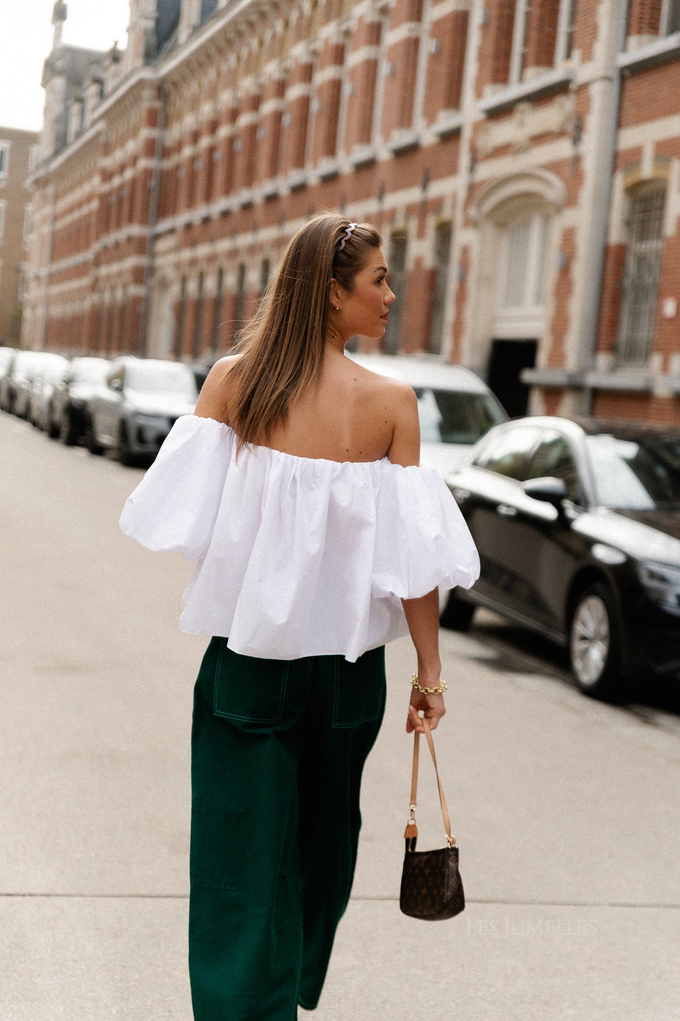 Fran schulterfreie Kurzbluse weiß