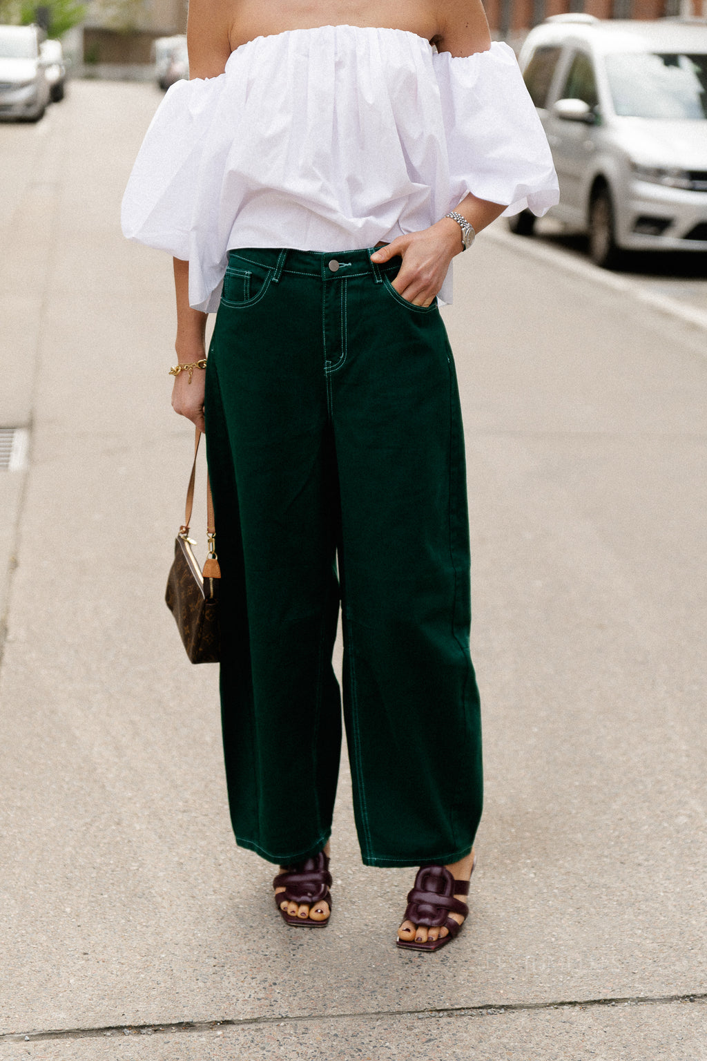 OBJMio Andrea MW cropped twill jeans botanical garden