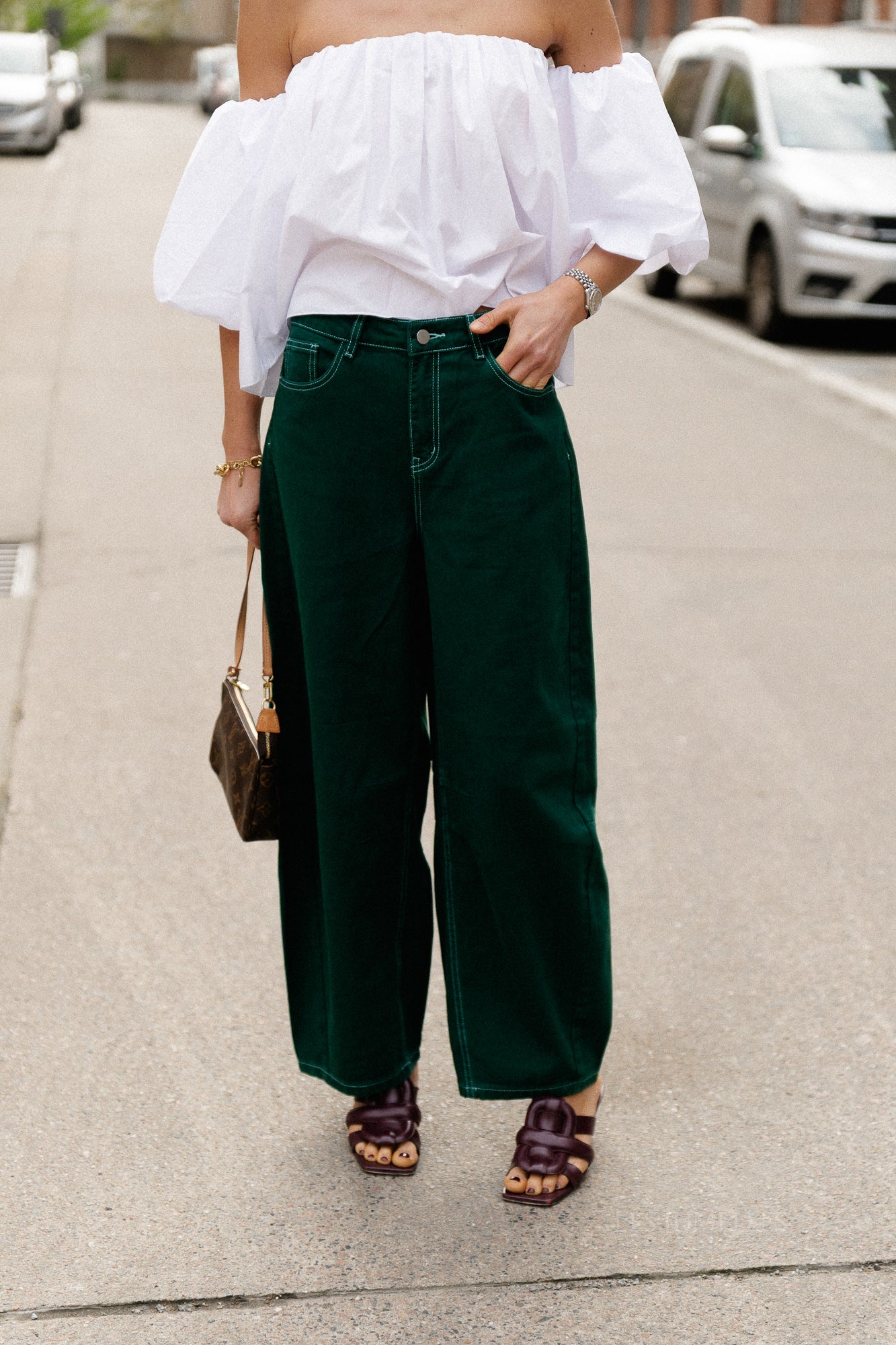 OBJMio Andrea MW cropped twill jeans botanical garden