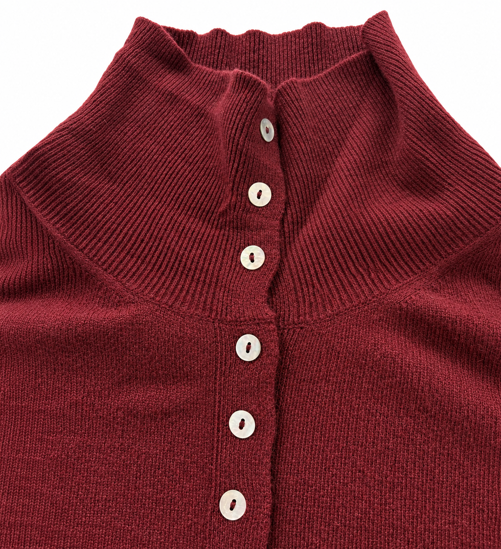 Zoey LS wool blend knitted cardigan burgundy