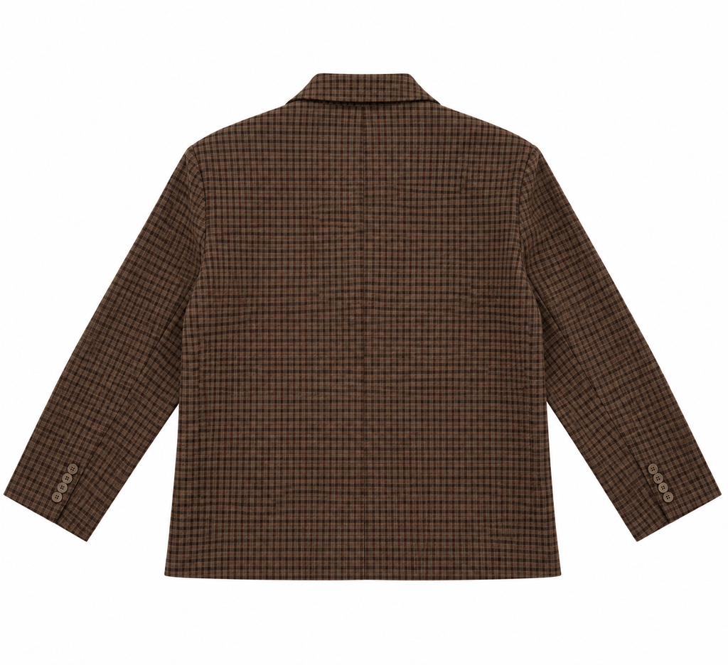 Chloe oversized checked blazer taupe gray/blue