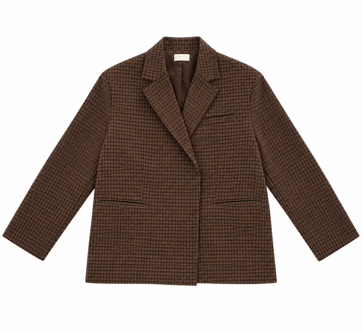 Chloe oversized checked blazer taupe gray/blue
