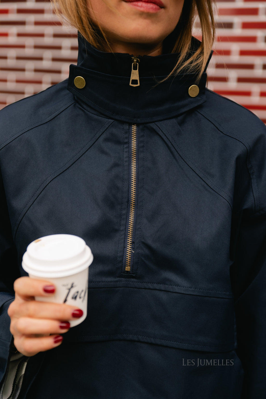 Julie half-zip anorak jacket navy