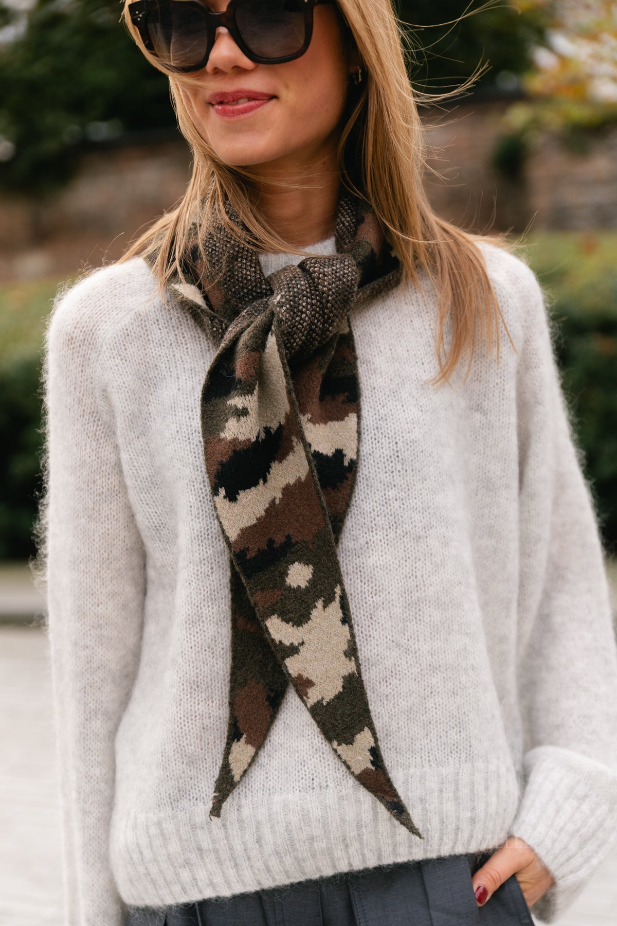Yaelle triangle scarf camouflage print