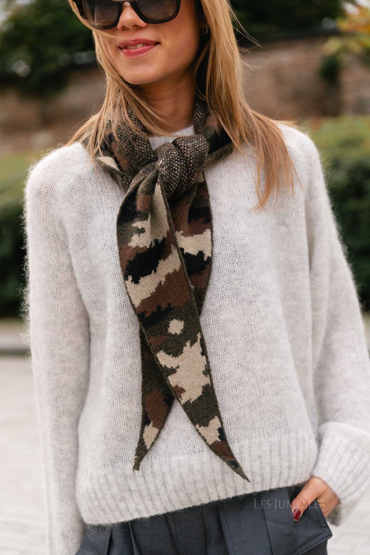 Yaelle triangle scarf camouflage print