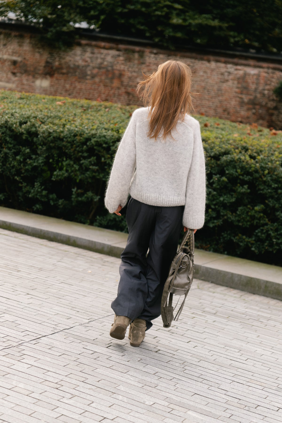 OBJNete L/S knit pullover light grey melange