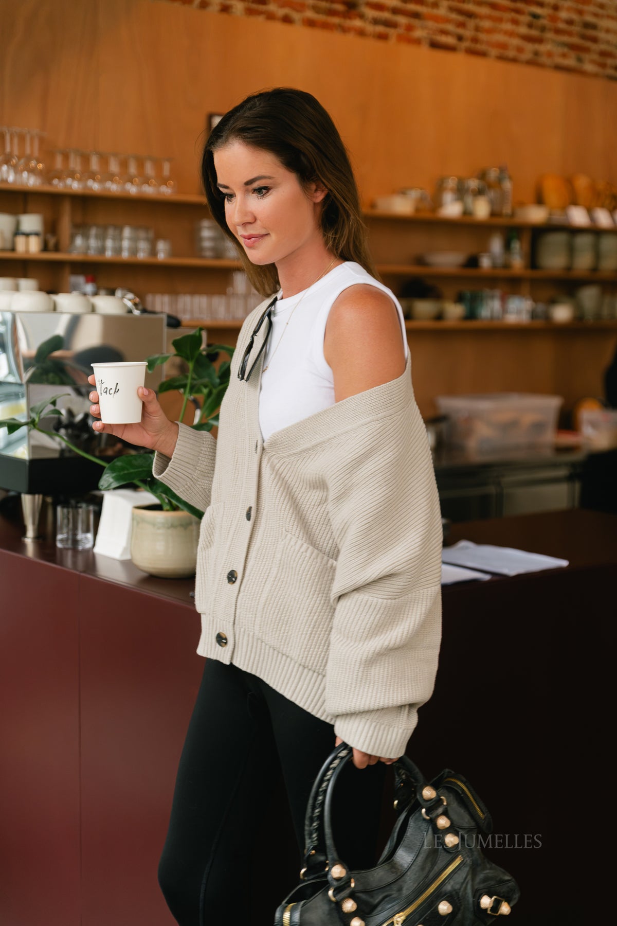 Clarisse LS knitted cardigan light gray