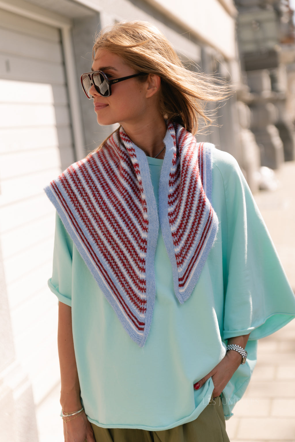 PCAmonna triangle scarf flame scarlet/cashmere blue