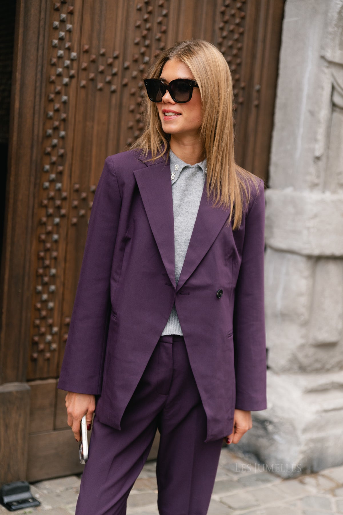 YASBethy LS wrap blazer plum perfect