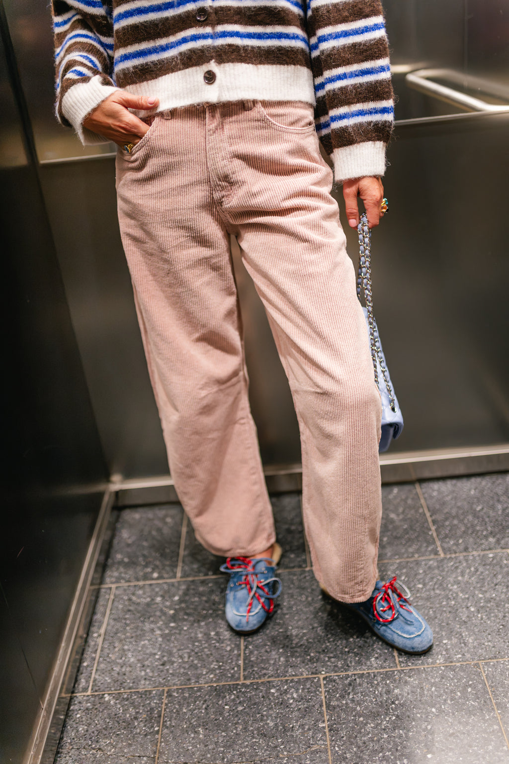 Capucine corduroy barrel pants pale mauve