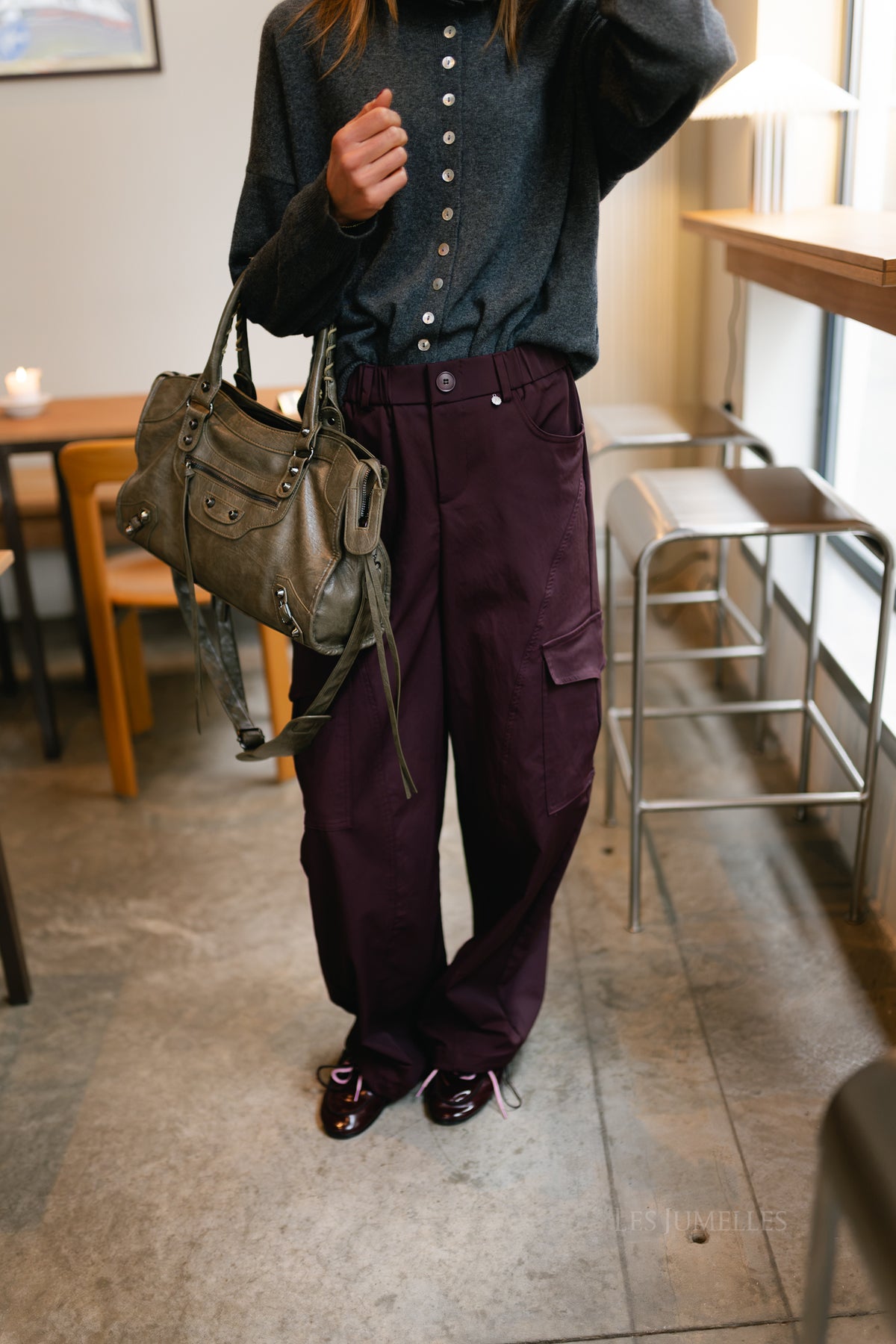 Alyna cargo pants burgundy