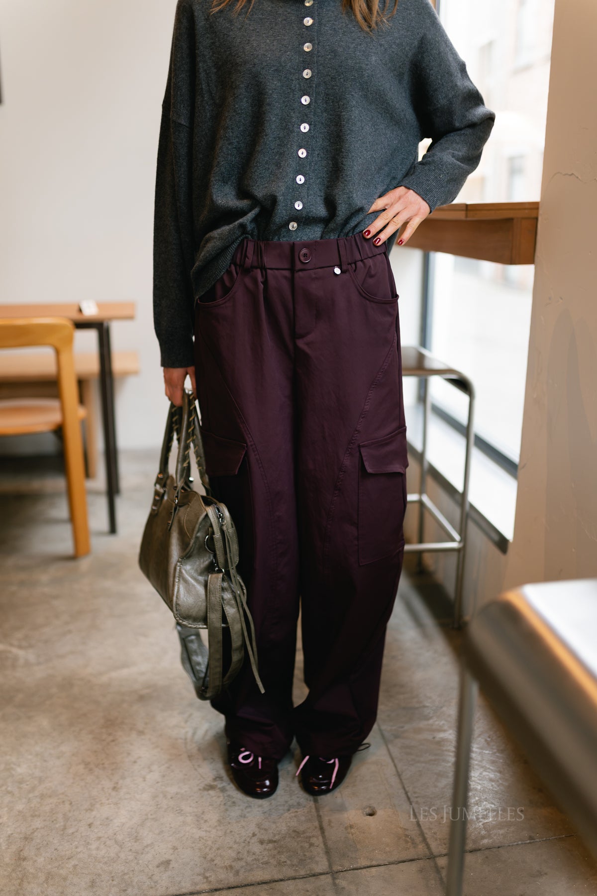 Alyna cargo pants burgundy
