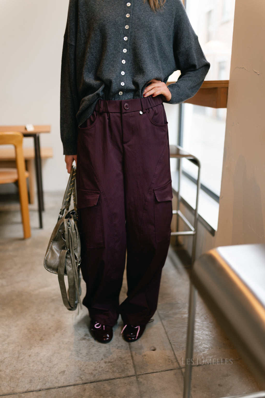 Alyna cargo pants burgundy