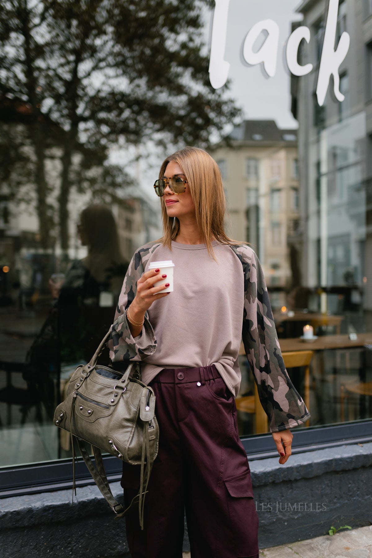 Hailey sweatshirt taupe gray/military