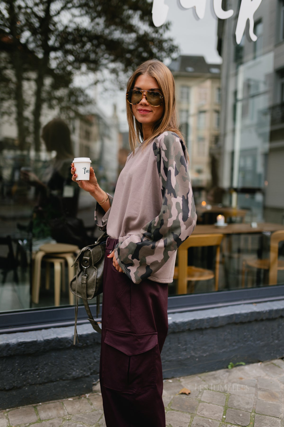 Hailey sweatshirt taupe gray/military