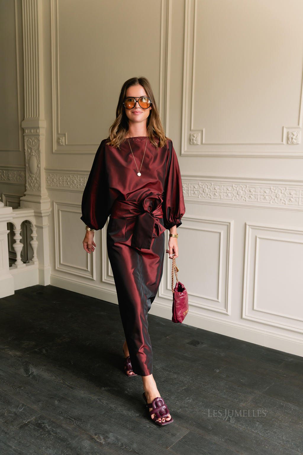 Sutton tied maxi skirt burgundy