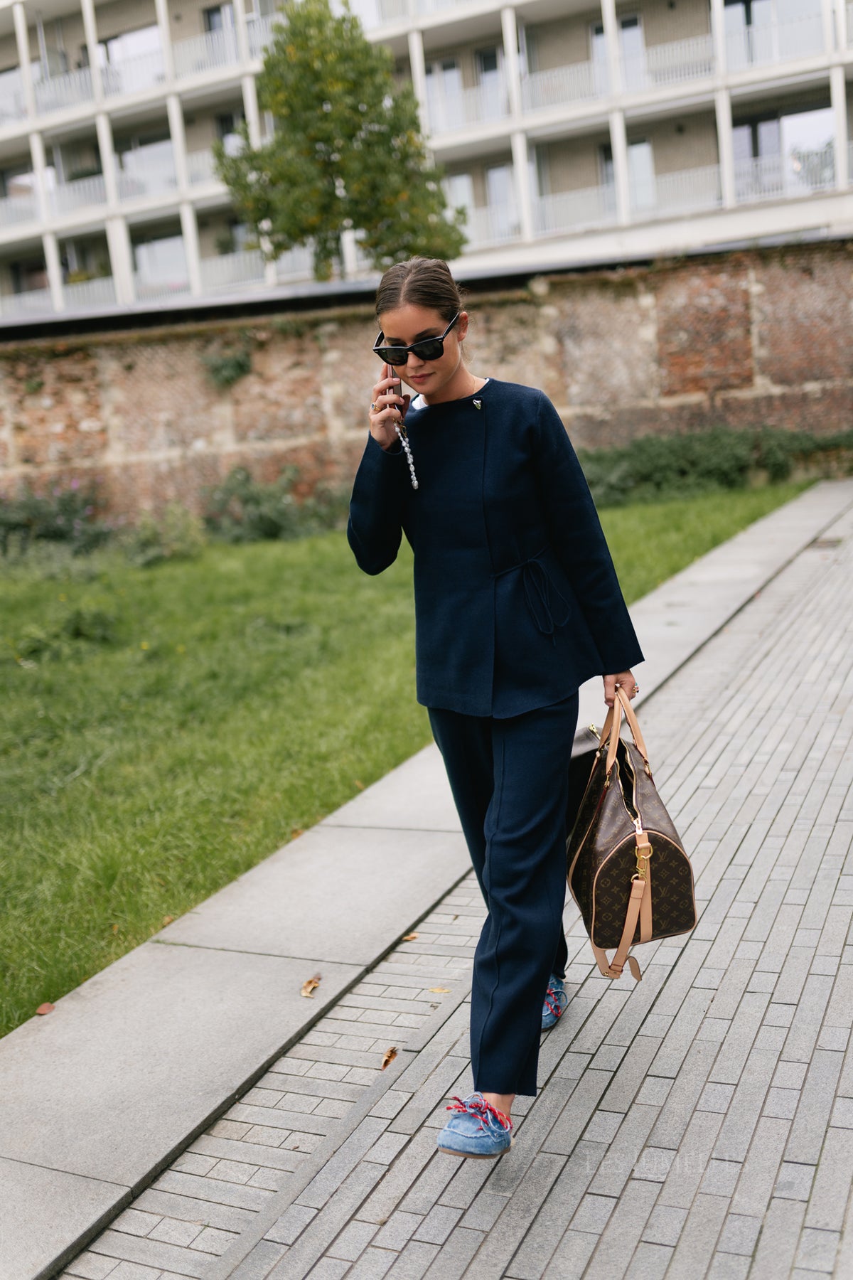 OBJLeylo MW barrel knit pant sky captain
