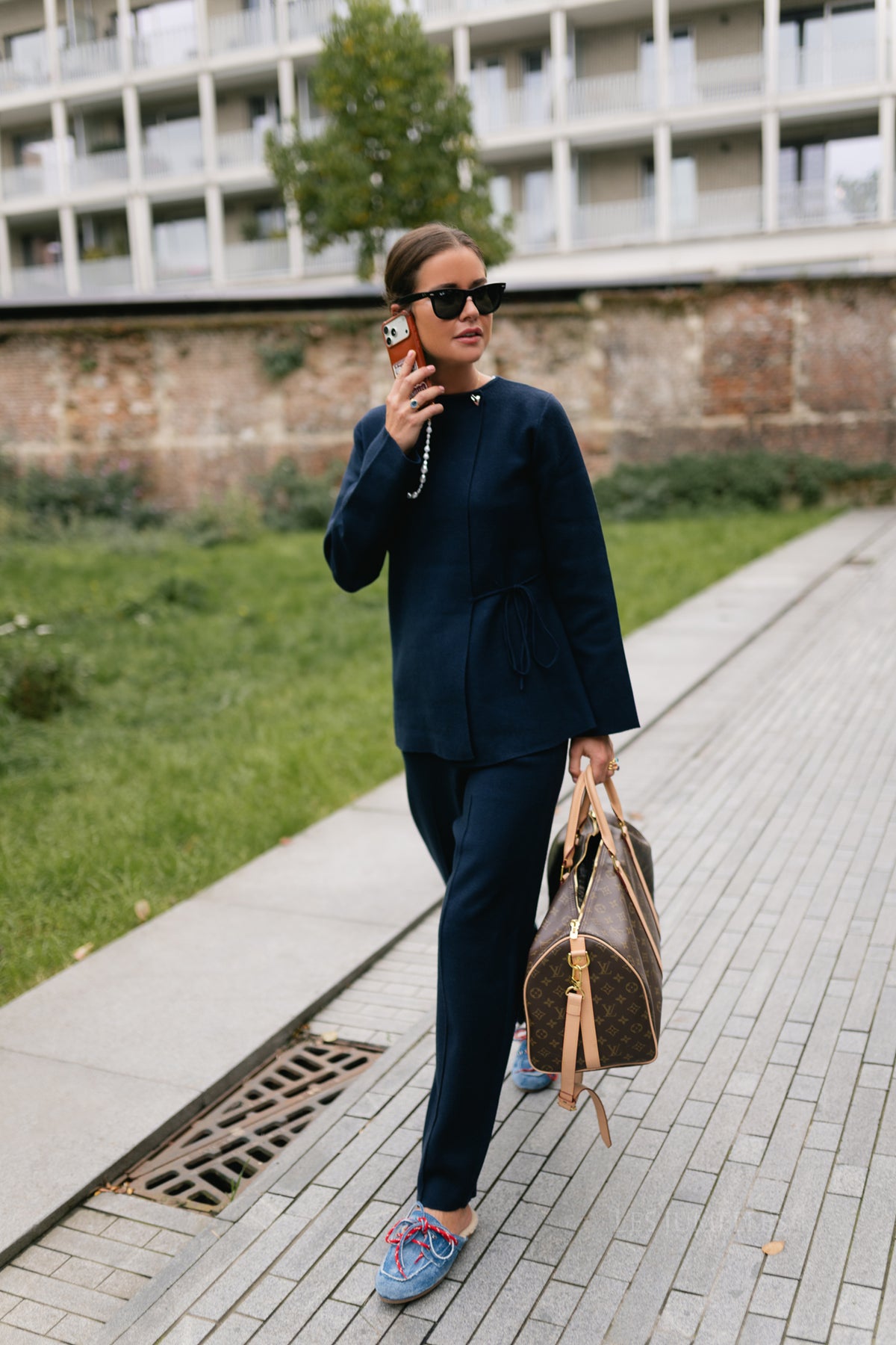 OBJLeylo MW barrel knit pant sky captain