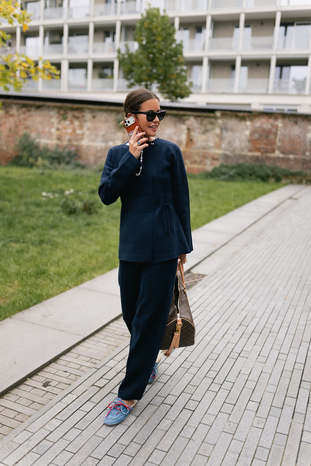 OBJLeylo MW barrel knit pant sky captain