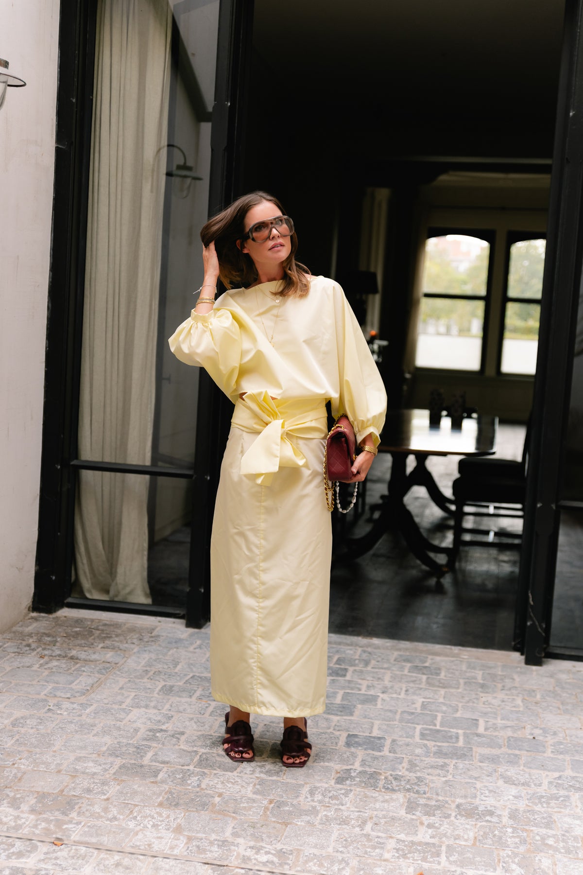 Sutton tied maxi skirt butter yellow
