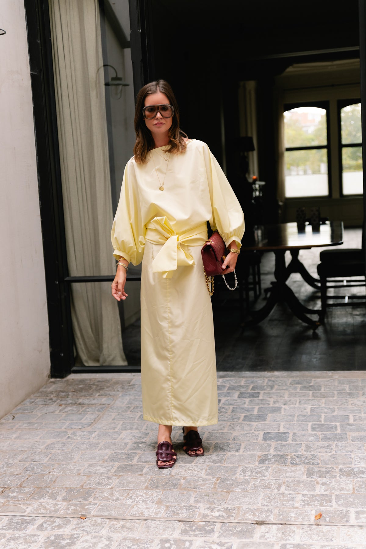 Sutton tied maxi skirt butter yellow